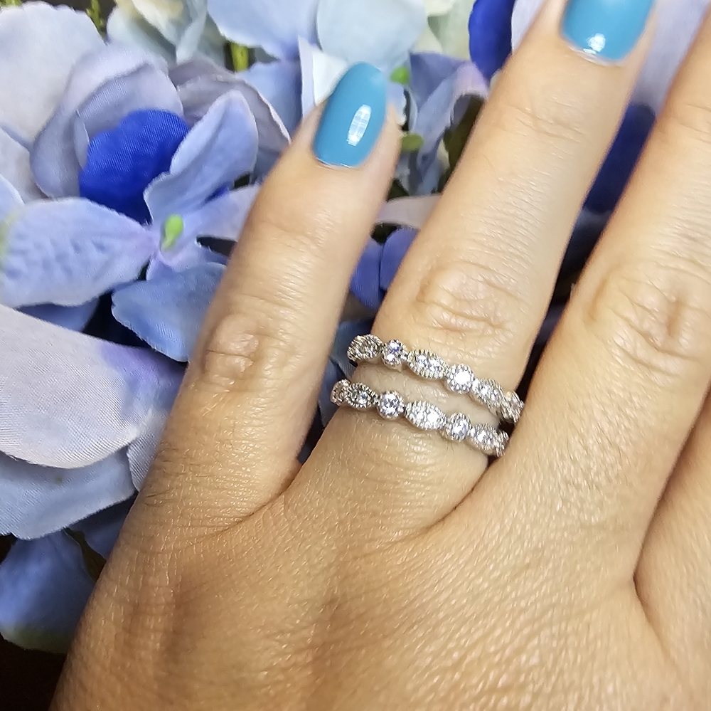 Diamonique Stack Rings - Picture 2 of 9